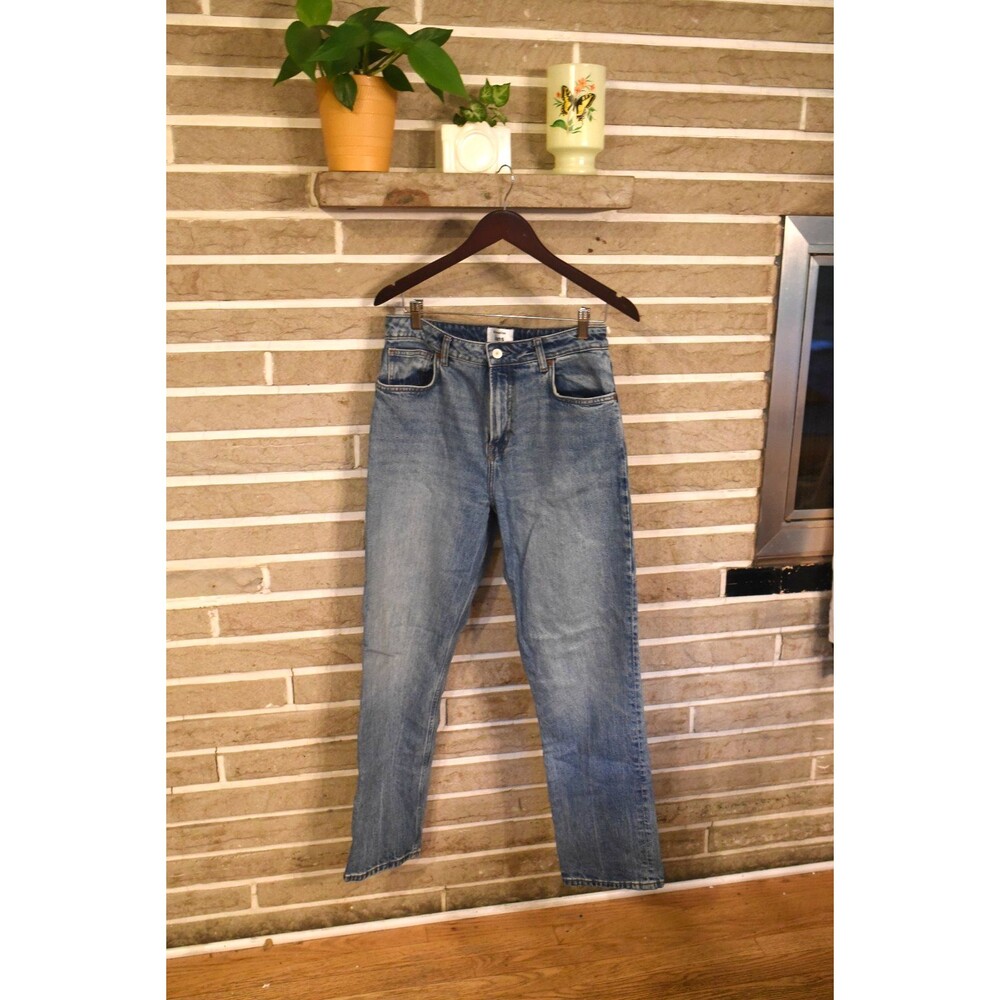 Reformation Liza Ultra High Rise Straight Jeans in Malta Wash Blue Sz 30